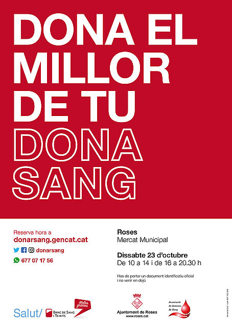 Blood donation in Roses on Saturday 23 October at the Municipal Market