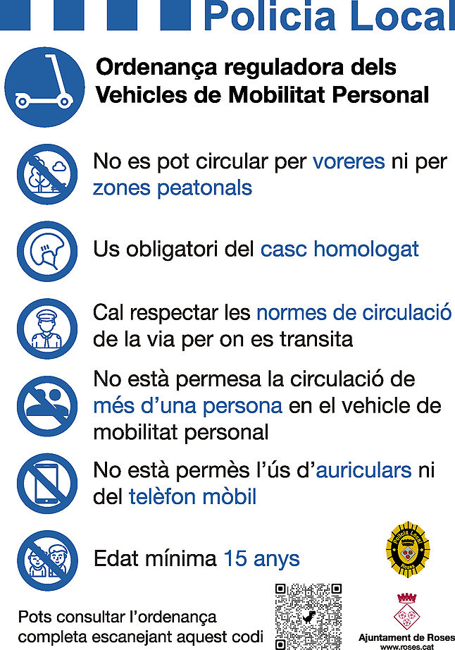 Informative campaign of the Police of Roses on the regulations for the circulation of electric scooters and similar